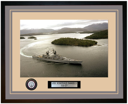 USS JOSEPHUS DANIELS CG-27 Framed Navy Ship Photo Grey
