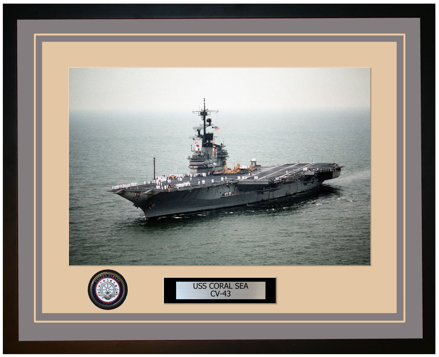 USS CORAL SEA CV-43 Framed Navy Ship Photo Grey