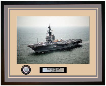 USS CORAL SEA CV-43 Framed Navy Ship Photo Grey