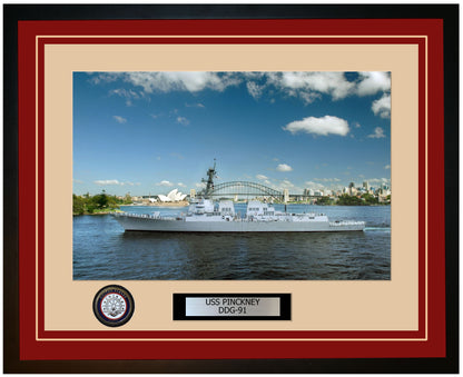 USS PINCKNEY DDG-91 Framed Navy Ship Photo Burgundy