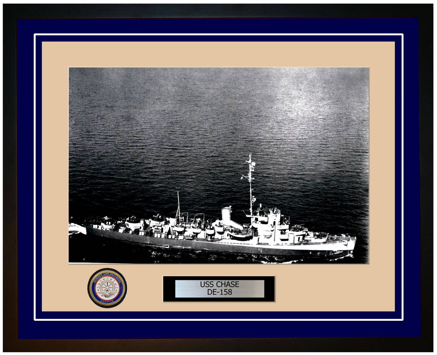 USS Chase DE-158 Framed Navy Ship Photo Blue