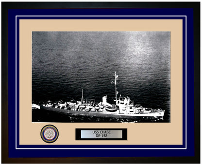 USS Chase DE-158 Framed Navy Ship Photo Blue