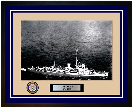 USS Chase DE-158 Framed Navy Ship Photo Blue