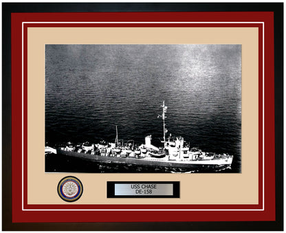 USS Chase DE-158 Framed Navy Ship Photo Burgundy