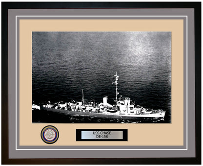 USS Chase DE-158 Framed Navy Ship Photo Grey