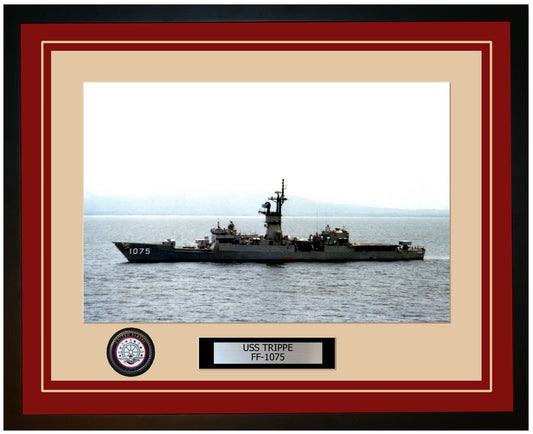 USS TRIPPE FF-1075 Framed Navy Ship Photo Burgundy