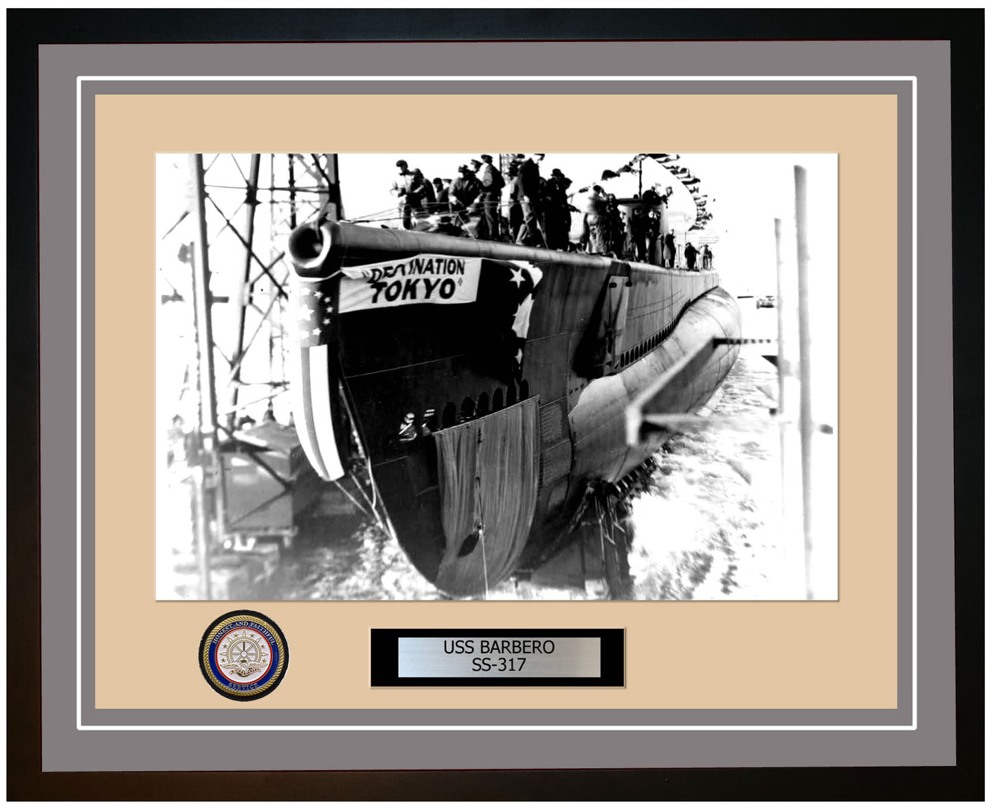 USS Barbero SS-317 Framed Navy Ship Photo Grey