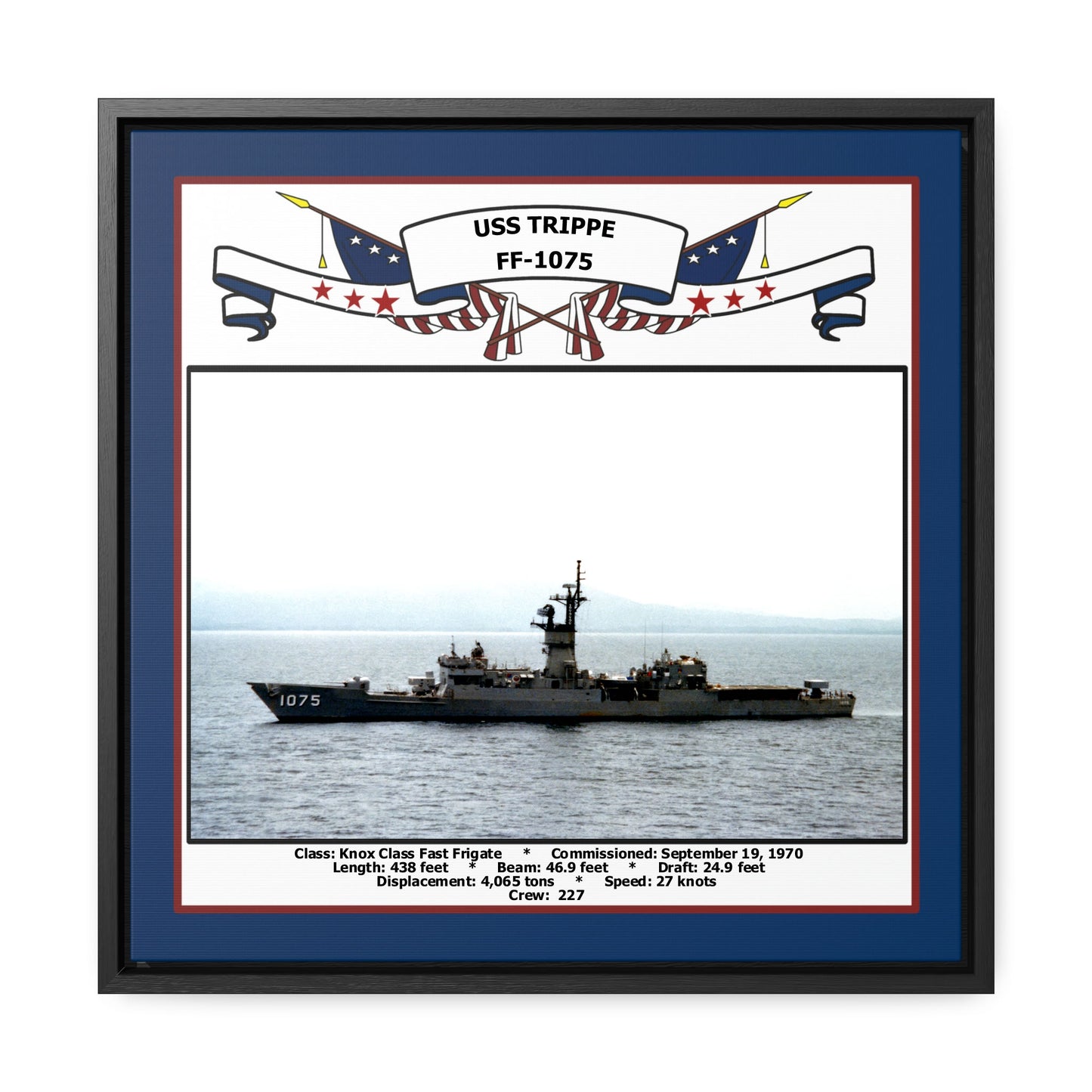 USS Trippe FF-1075 Navy Floating Frame Photo Front View