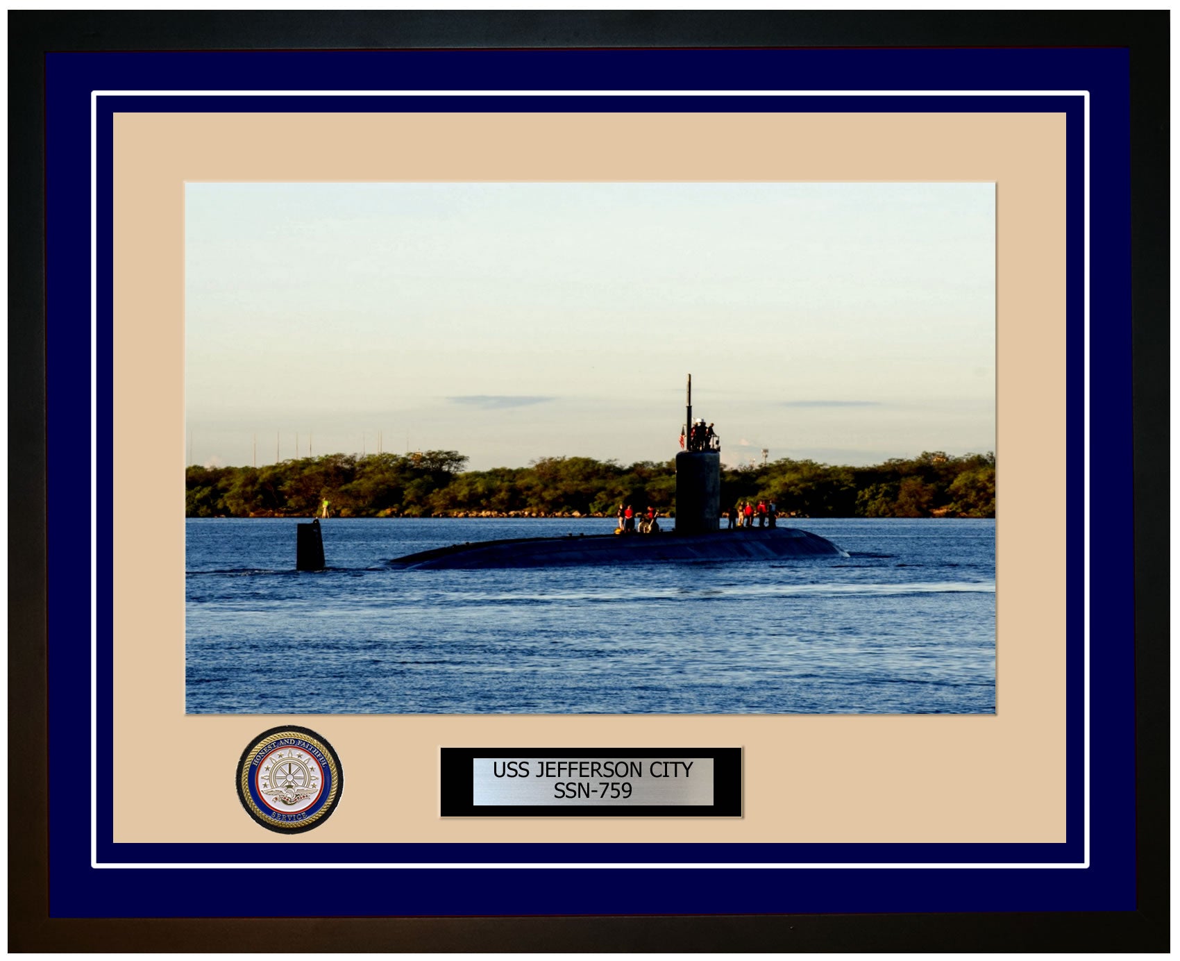 USS Jefferson City SSN-759 Framed Navy Ship Photo Blue