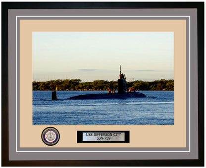 USS Jefferson City SSN-759 Framed Navy Ship Photo Grey