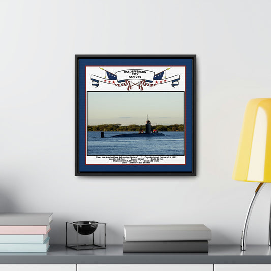 USS Jefferson City SSN-759 Navy Floating Frame Photo Desk View