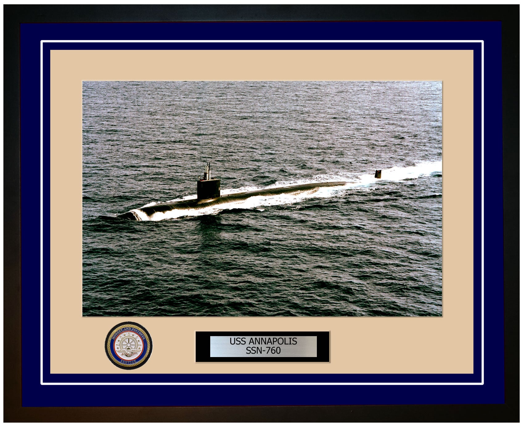 USS Annapolis SSN-760 Framed Navy Ship Photo Blue