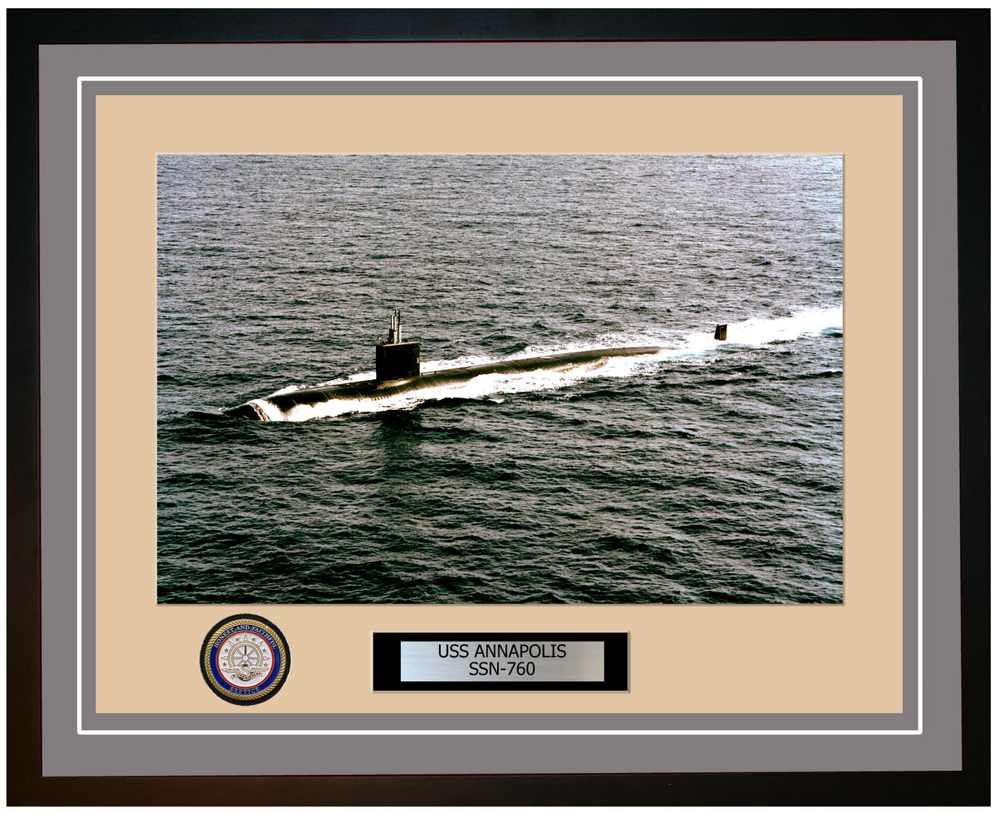 USS Annapolis SSN-760 Framed Navy Ship Photo Grey