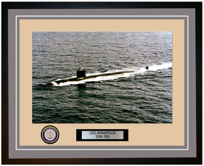 USS Annapolis SSN-760 Framed Navy Ship Photo Grey