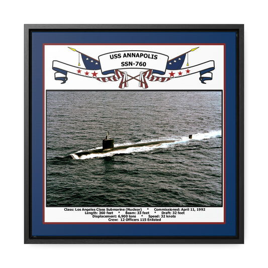 USS Annapolis SSN-760 Navy Floating Frame Photo Front View