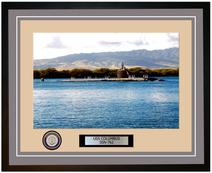 USS Columbus SSN-762 Framed Navy Ship Photo Grey