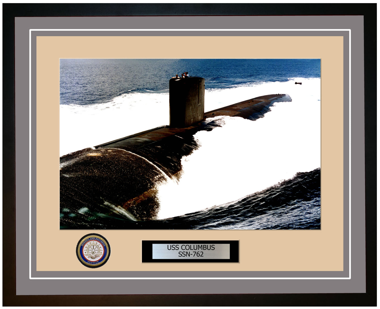 USS Columbus SSN-762 Framed Navy Ship Photo Grey