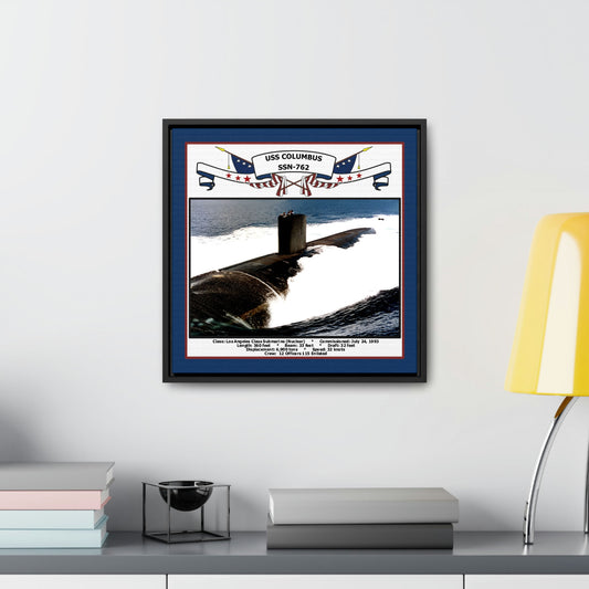 USS Columbus SSN-762 Navy Floating Frame Photo Desk View