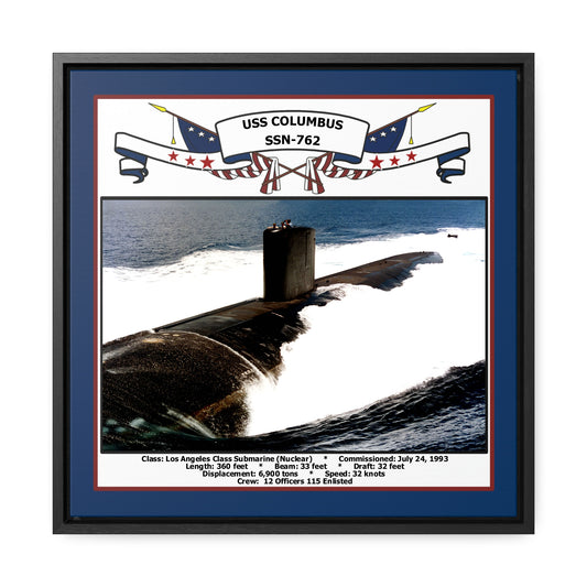 USS Columbus SSN-762 Navy Floating Frame Photo Front View