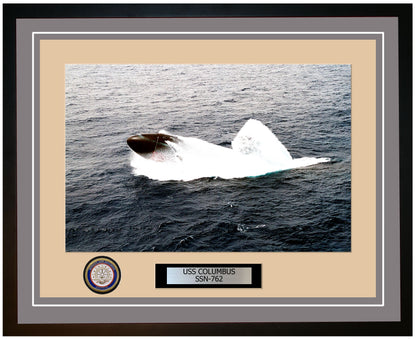 USS Columbus SSN-762 Framed Navy Ship Photo Grey