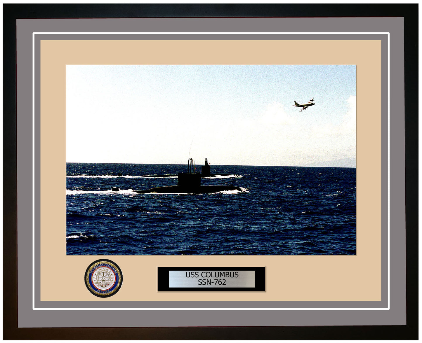 USS Columbus SSN-762 Framed Navy Ship Photo Grey