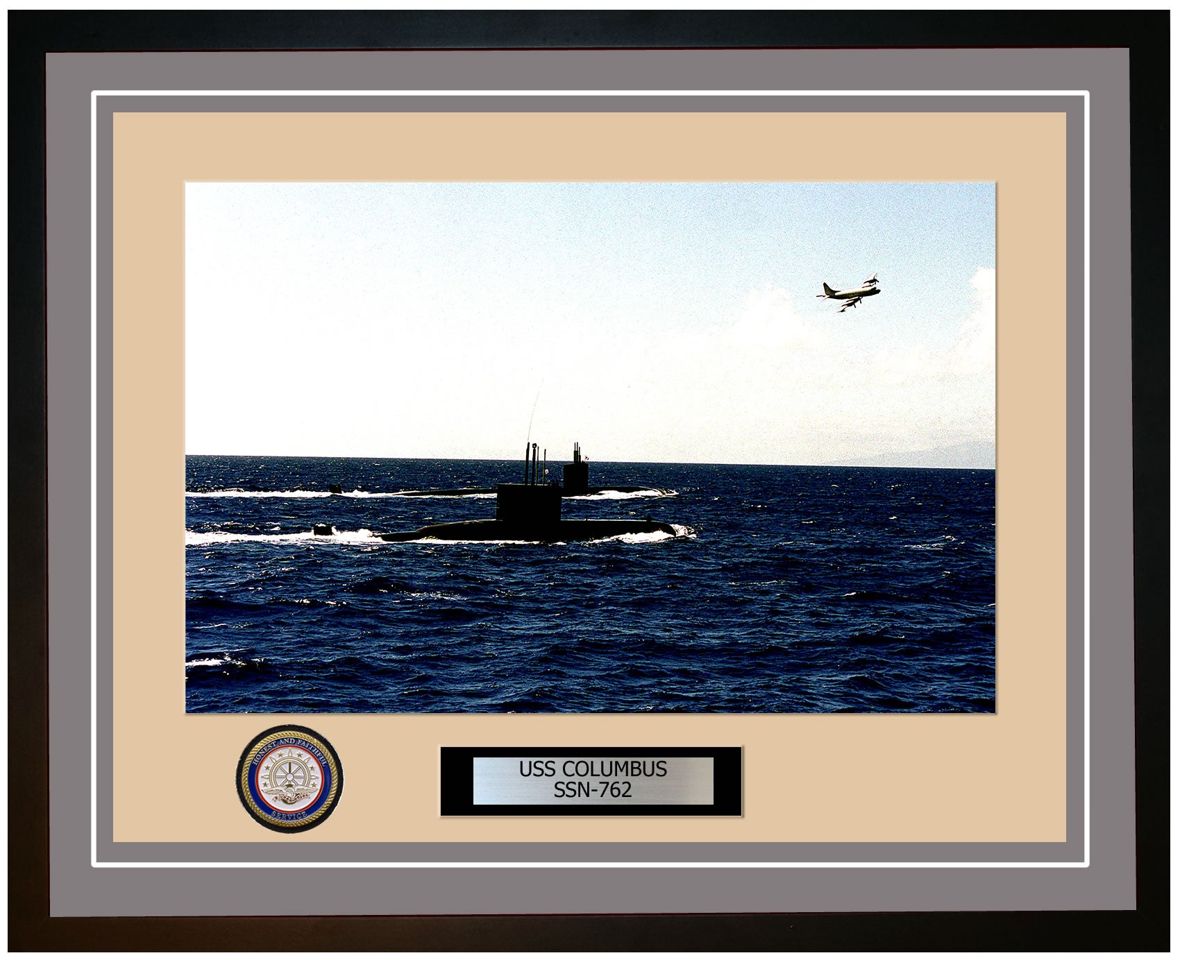 USS Columbus SSN-762 Framed Navy Ship Photo Grey