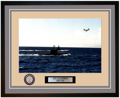 USS Columbus SSN-762 Framed Navy Ship Photo Grey