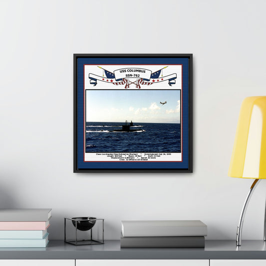 USS Columbus SSN-762 Navy Floating Frame Photo Desk View