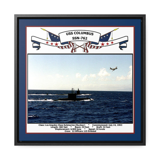 USS Columbus SSN-762 Navy Floating Frame Photo Front View