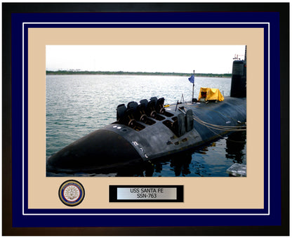 USS Santa Fe SSN-763 Framed Navy Ship Photo Blue