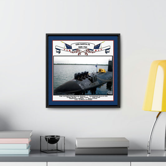 USS Santa Fe SSN-763 Navy Floating Frame Photo Desk View