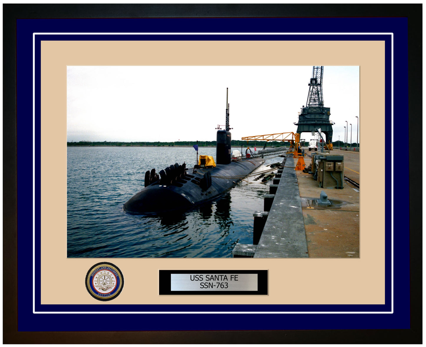 USS Santa Fe SSN-763 Framed Navy Ship Photo Blue