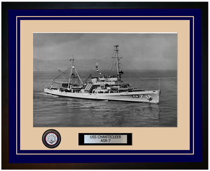 USS CHANTICLEER ASR-7 Framed Navy Ship Photo Blue