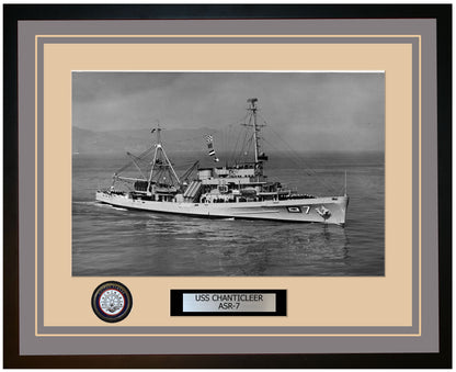 USS CHANTICLEER ASR-7 Framed Navy Ship Photo Grey