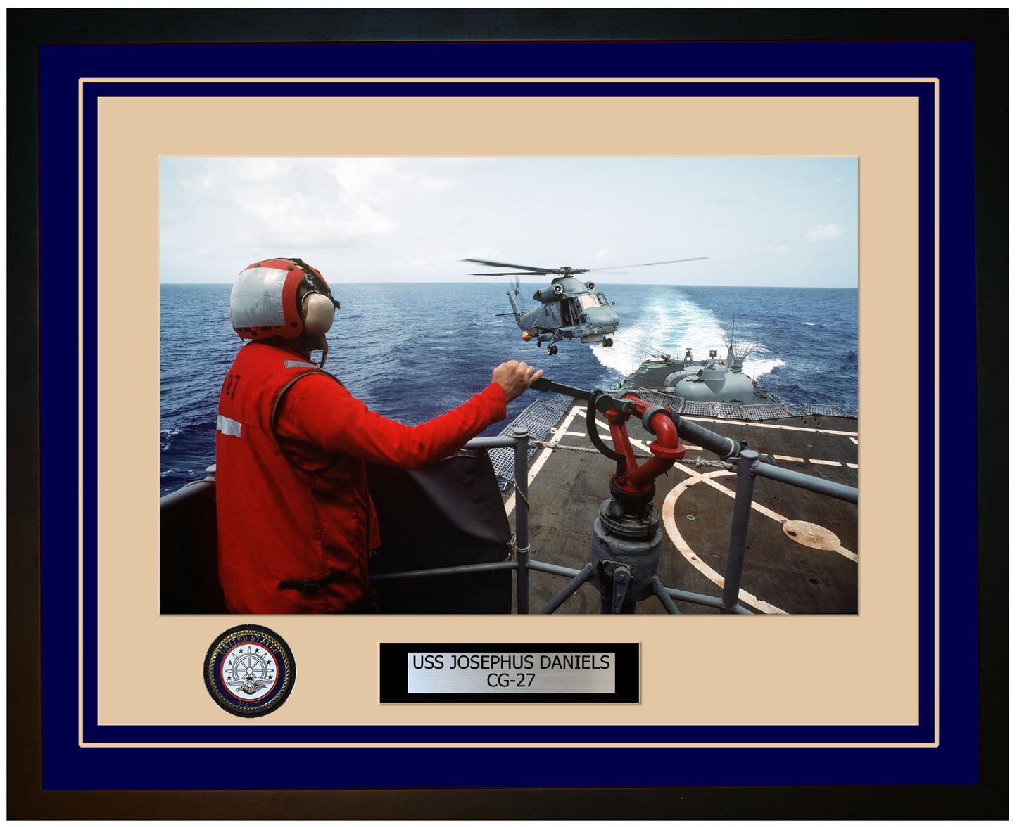 USS JOSEPHUS DANIELS CG-27 Framed Navy Ship Photo Blue