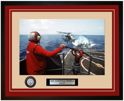 USS JOSEPHUS DANIELS CG-27 Framed Navy Ship Photo Burgundy
