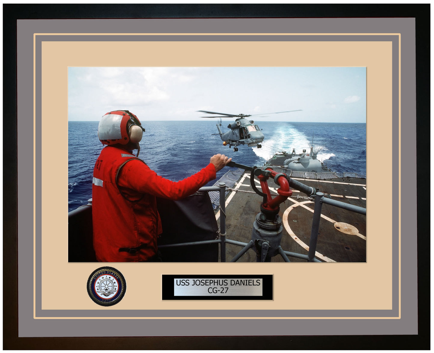 USS JOSEPHUS DANIELS CG-27 Framed Navy Ship Photo Grey