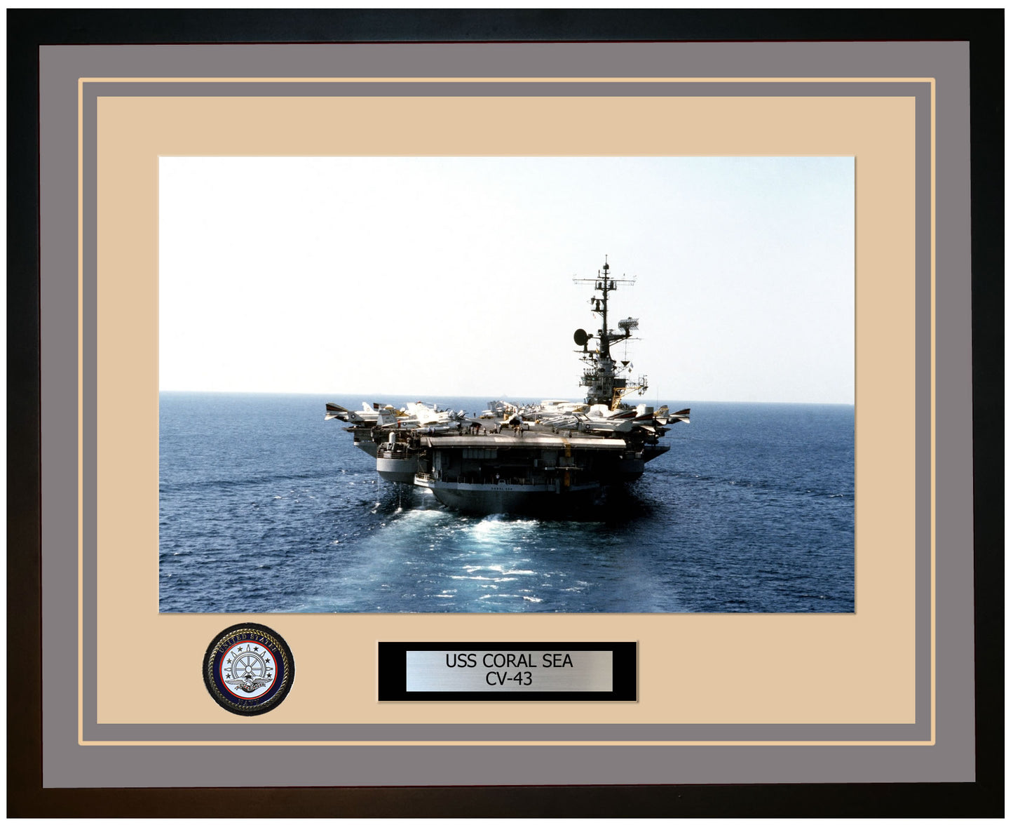 USS CORAL SEA CV-43 Framed Navy Ship Photo Grey