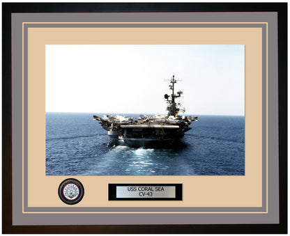 USS CORAL SEA CV-43 Framed Navy Ship Photo Grey
