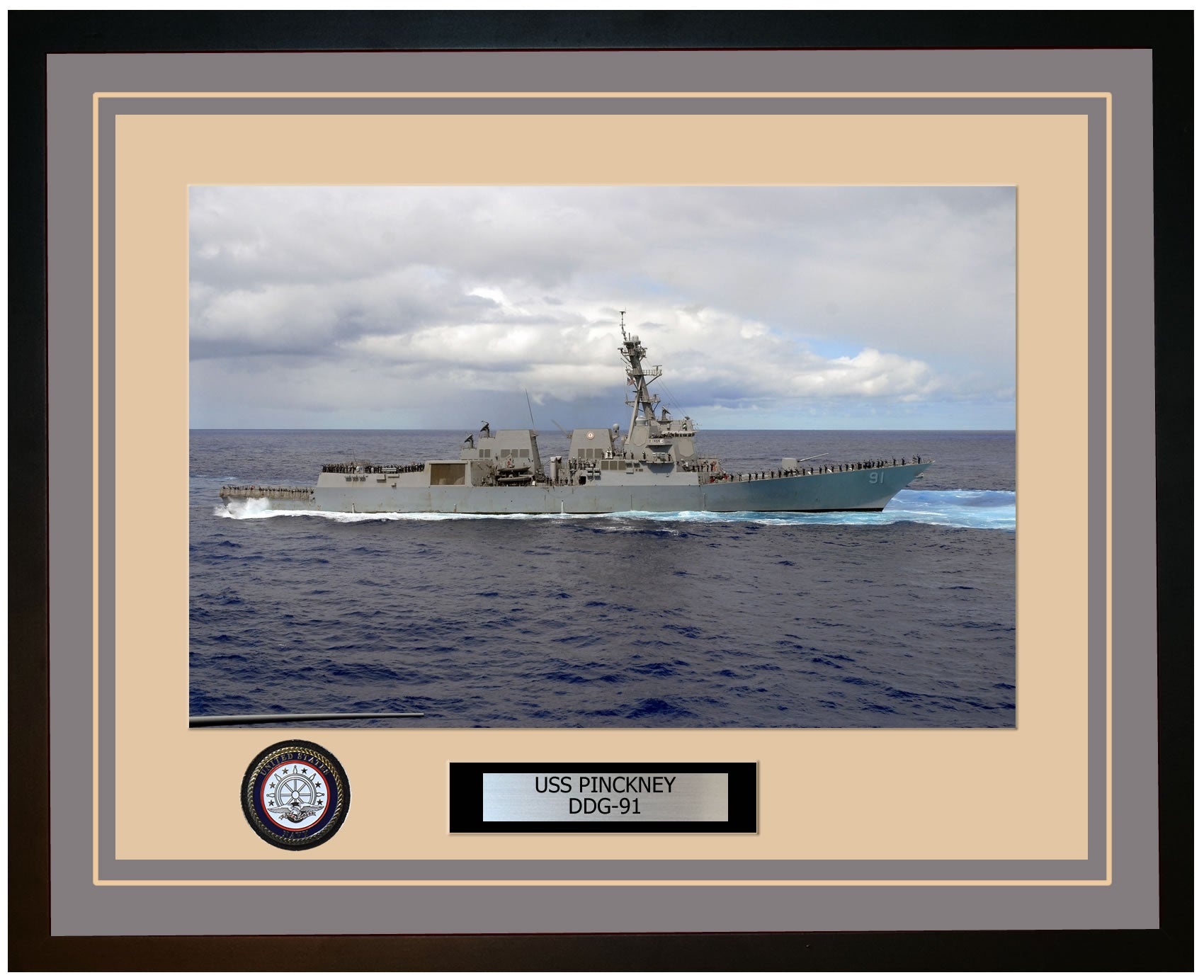 USS PINCKNEY DDG-91 Framed Navy Ship Photo Grey