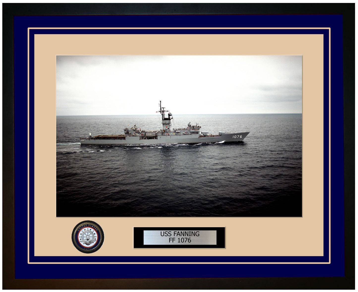 USS FANNING FF-1076 Framed Navy Ship Photo Blue