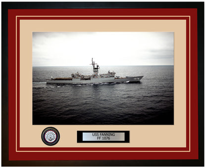 USS FANNING FF-1076 Framed Navy Ship Photo Burgundy