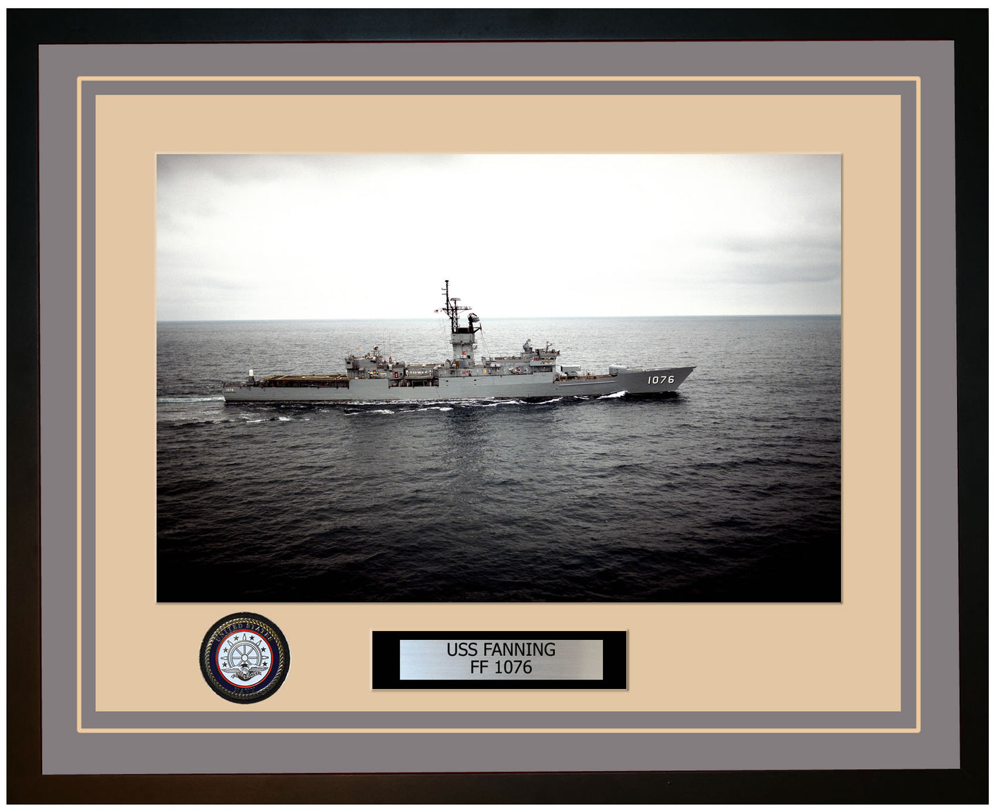 USS FANNING FF-1076 Framed Navy Ship Photo Grey