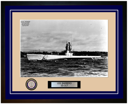 USS Barbero SS-317 Framed Navy Ship Photo Blue