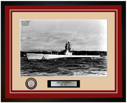 USS Barbero SS-317 Framed Navy Ship Photo Burgundy