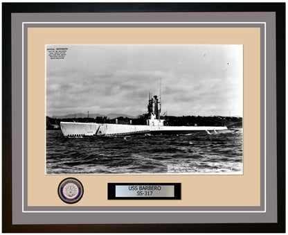 USS Barbero SS-317 Framed Navy Ship Photo Grey