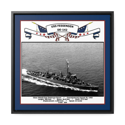 USS Fessenden DE-142 Navy Floating Frame Photo Front View