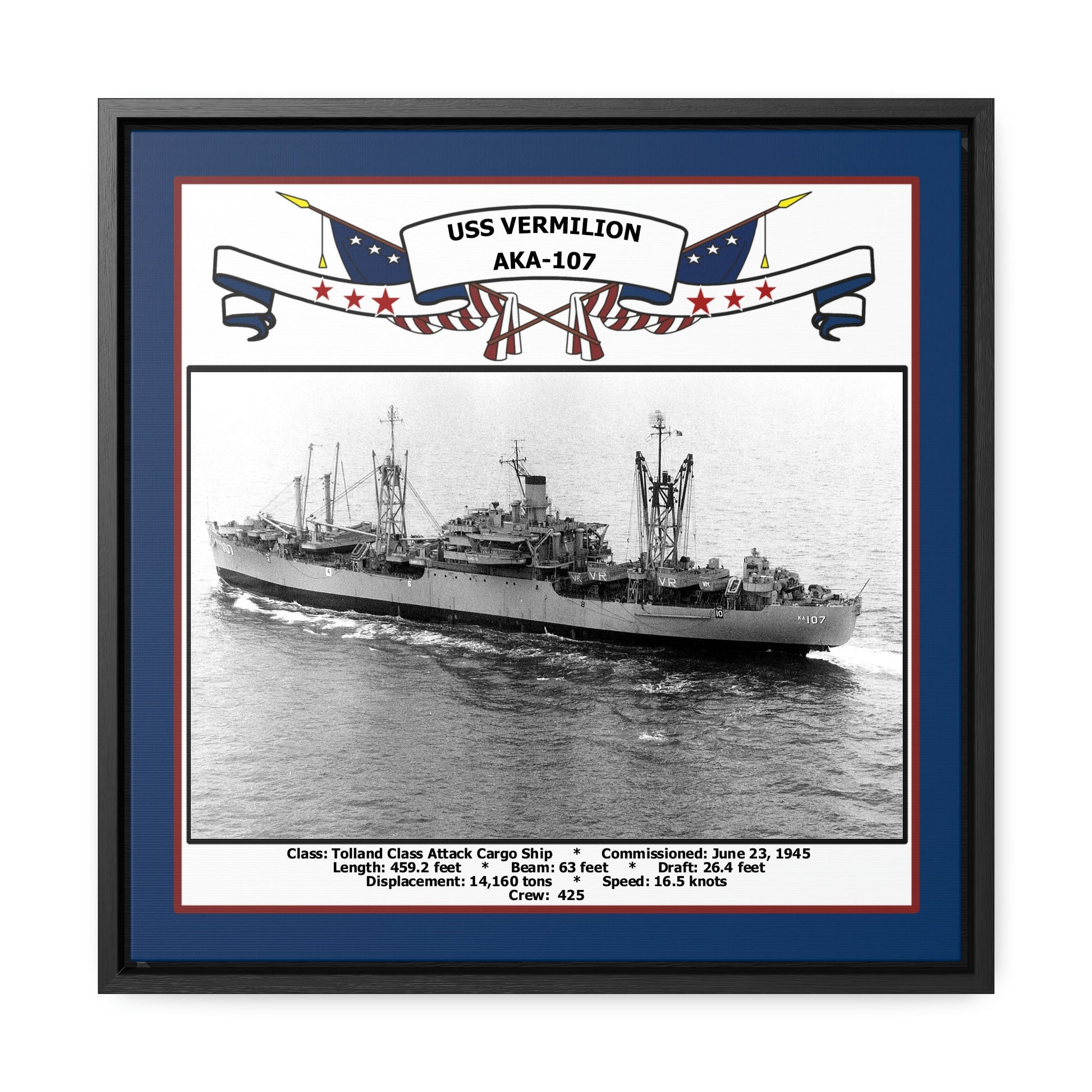 USS Vermilion AKA-107 Navy Floating Frame Photo Front View