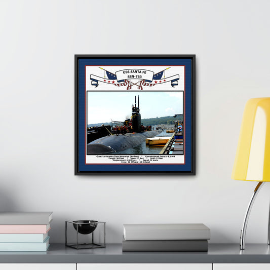 USS Santa Fe SSN-763 Navy Floating Frame Photo Desk View