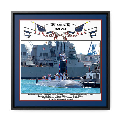 USS Santa Fe SSN-763 Navy Floating Frame Photo Front View